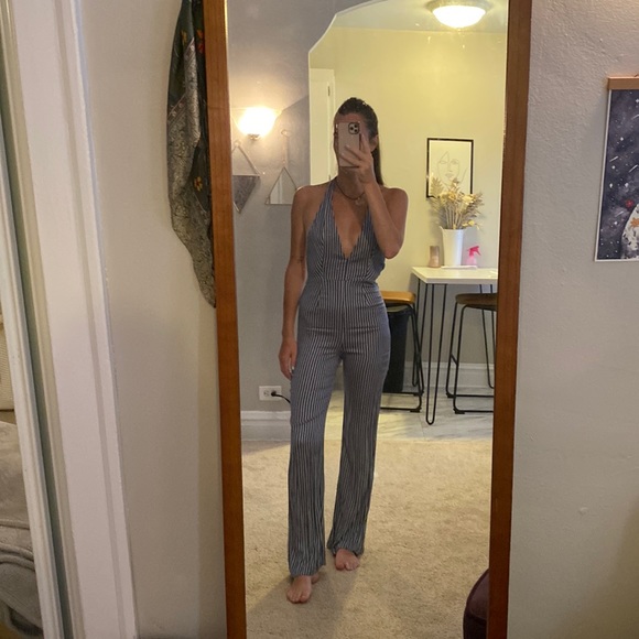 Blue Striped Jumpsuit - Picture 1 of 4